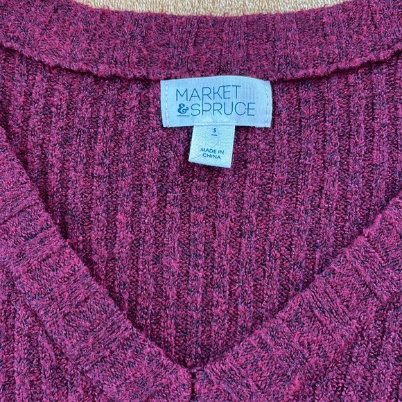 Market & Spruce burgundy V-neck sweater size Small - Picture 3 of 5